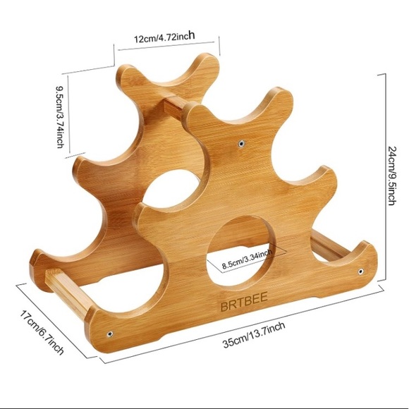 Wine Rack, Wine Bottle Holder for Home Kitchen Bar, 6-Bottle Wine Shelf ,Bamboo - Picture 2 of 8